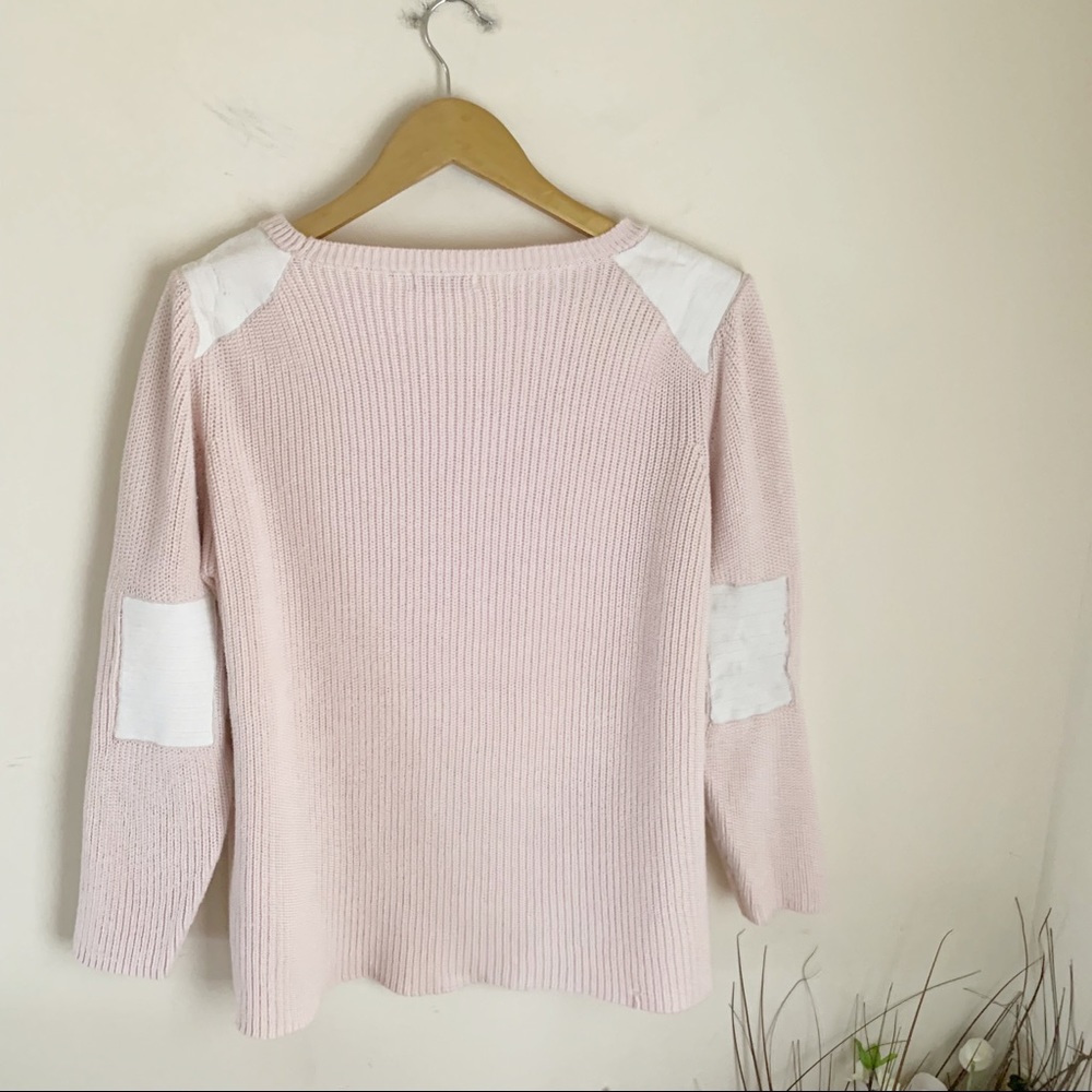 525 America Blush Pink Leather elbow patch sweater - Picture 2 of 7
